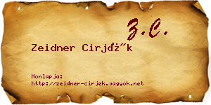 Zeidner Cirjék névjegykártya